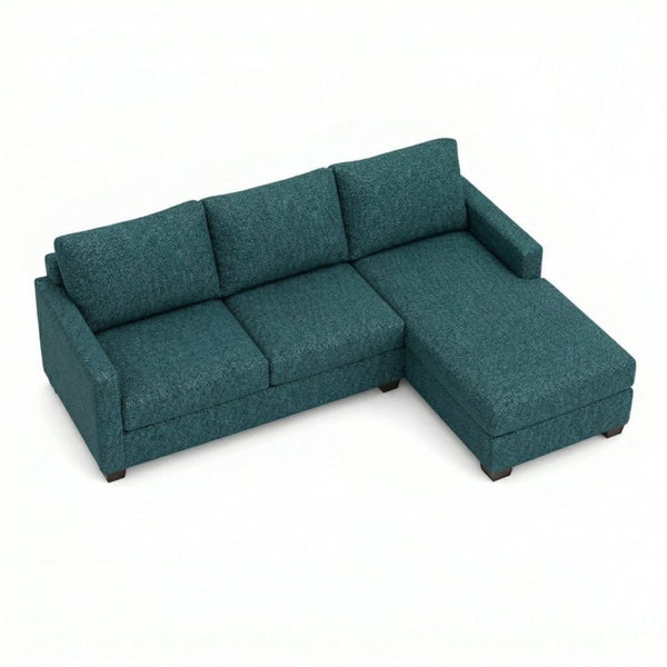 English Elm Talmadge L-shaped Chenille Sectional Handcrafted Usa Chaise Lounge Contemporary Living Room Hepburn Teal Blue B2761P498626