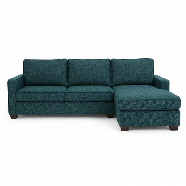English Elm Talmadge L-shaped Chenille Sectional Handcrafted Usa Chaise Lounge Contemporary Living Room Hepburn Teal Blue B2761P498626