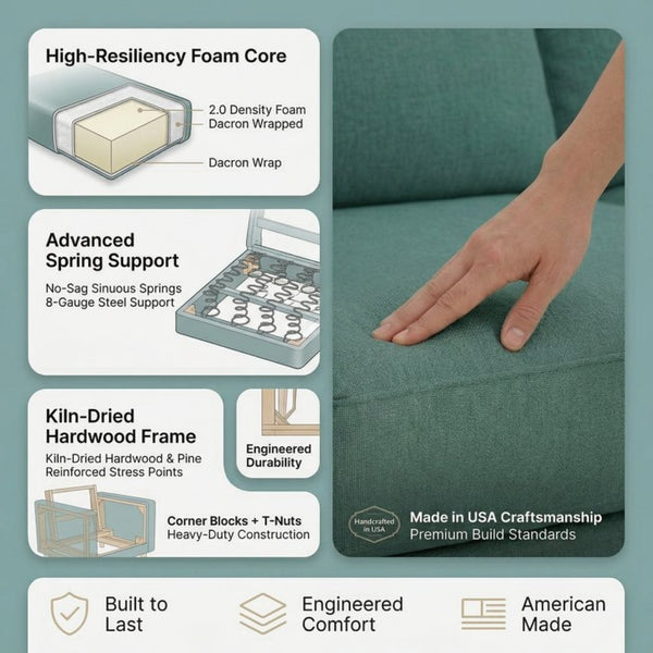 English Elm Talmadge L-shaped Chenille Sectional Handcrafted Usa Chaise Lounge Contemporary Living Room Velvet Antique Kelly Green B2761P498627