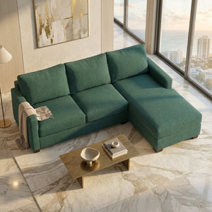 English Elm Talmadge L-shaped Chenille Sectional Handcrafted Usa Chaise Lounge Contemporary Living Room Velvet Antique Kelly Green B2761P498627