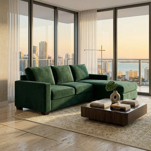 English Elm Talmadge L-shaped Chenille Sectional Handcrafted Usa Chaise Lounge Contemporary Living Room Velvet Antique Kelly Green B2761P498627