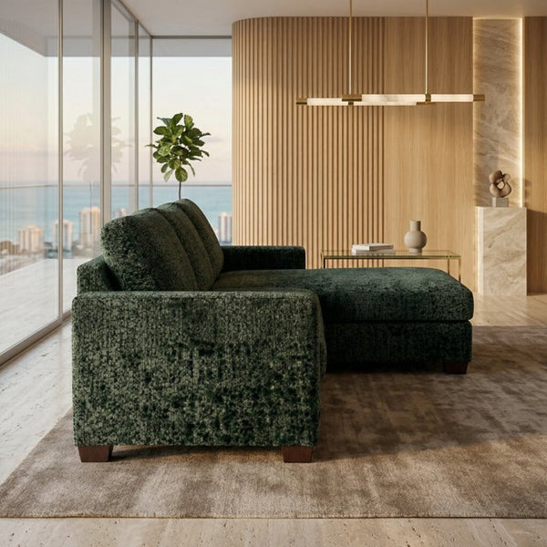 English Elm Talmadge L-shaped Chenille Sectional Handcrafted Usa Chaise Lounge Contemporary Living Room Velvet Antique Charcoal Sage Green B2761P498628