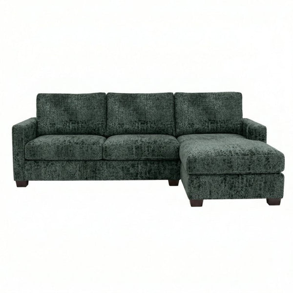 English Elm Talmadge L-shaped Chenille Sectional Handcrafted Usa Chaise Lounge Contemporary Living Room Velvet Antique Charcoal Sage Green B2761P498628