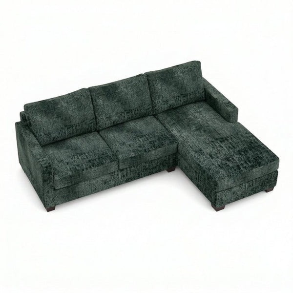 English Elm Talmadge L-shaped Chenille Sectional Handcrafted Usa Chaise Lounge Contemporary Living Room Velvet Antique Charcoal Sage Green B2761P498628