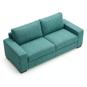 English Elm Modena Square Arm Sofa USA Handcrafted Hardwood Frame Polyester Upholstered Living Room Hepburn Emerald B2761P498636
