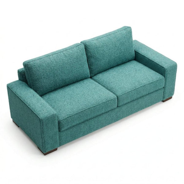English Elm Modena Square Arm Sofa USA Handcrafted Hardwood Frame Polyester Upholstered Living Room Hepburn Emerald B2761P498636