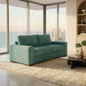 English Elm Modena Square Arm Sofa USA Handcrafted Hardwood Frame Polyester Upholstered Living Room Hepburn Emerald B2761P498636