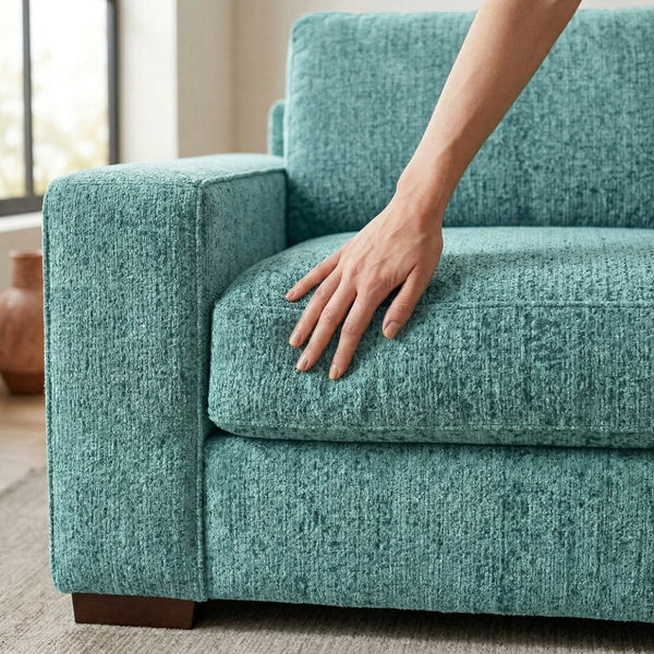 English Elm Modena Square Arm Sofa USA Handcrafted Hardwood Frame Polyester Upholstered Living Room Hepburn Emerald B2761P498636