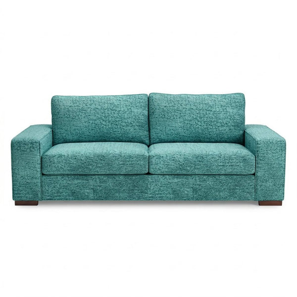 English Elm Modena Square Arm Sofa USA Handcrafted Hardwood Frame Polyester Upholstered Living Room Hepburn Emerald B2761P498636