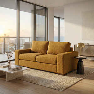 English Elm Modena Square Arm Sofa USA Handcrafted Hardwood Frame Polyester Upholstered Living Room Hepburn Chai Tea B2761P498637