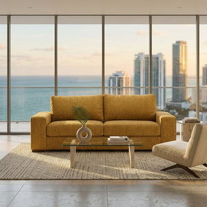 English Elm Modena Square Arm Sofa USA Handcrafted Hardwood Frame Polyester Upholstered Living Room Hepburn Chai Tea B2761P498637
