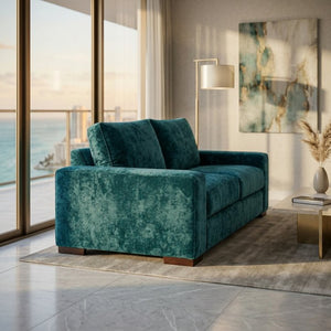 English Elm Modena Square Arm Sofa USA Handcrafted Hardwood Frame Polyester Upholstered Living Room Velvet Antique Peacock B2761P498638