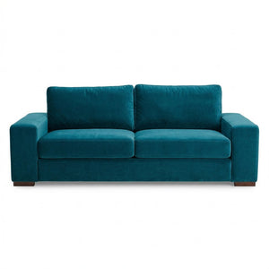 English Elm Modena Square Arm Sofa USA Handcrafted Hardwood Frame Polyester Upholstered Living Room Velvet Antique Peacock B2761P498638