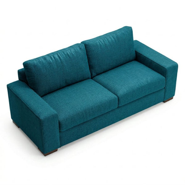 English Elm Modena Square Arm Sofa USA Handcrafted Hardwood Frame Polyester Upholstered Living Room Velvet Antique Peacock B2761P498638