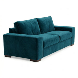 English Elm Modena Square Arm Sofa USA Handcrafted Hardwood Frame Polyester Upholstered Living Room Velvet Antique Peacock B2761P498638