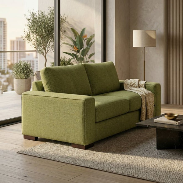 English Elm Modena Square Arm Sofa USA Handcrafted Hardwood Frame Polyester Upholstered Living Room Green Notion Appletini B2761P498640