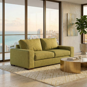 English Elm Modena Square Arm Sofa USA Handcrafted Hardwood Frame Polyester Upholstered Living Room Green Notion Appletini B2761P498640