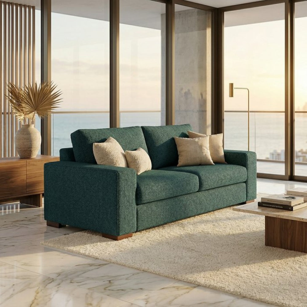 English Elm Modena Classic Square Arm Sofa Handcrafted Chenille Upholstery for Living Rooms Teal B2761P498641