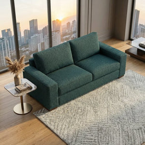 English Elm Modena Classic Square Arm Sofa Handcrafted Chenille Upholstery for Living Rooms Teal B2761P498641