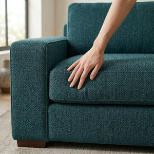 English Elm Modena Classic Square Arm Sofa Handcrafted Chenille Upholstery for Living Rooms Teal B2761P498641