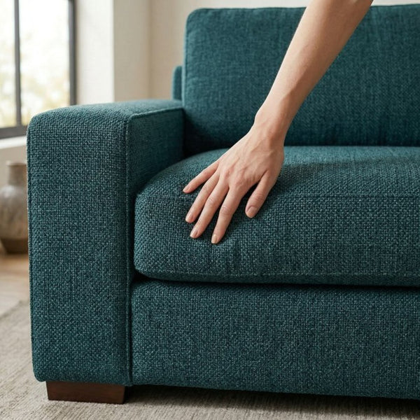 English Elm Modena Classic Square Arm Sofa Handcrafted Chenille Upholstery for Living Rooms Teal B2761P498641
