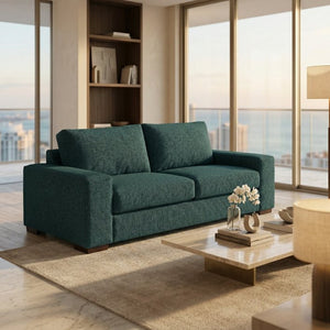 English Elm Modena Classic Square Arm Sofa Handcrafted Chenille Upholstery for Living Rooms Teal B2761P498641