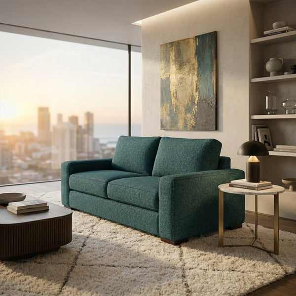 English Elm Modena Classic Square Arm Sofa Handcrafted Chenille Upholstery for Living Rooms Teal B2761P498641