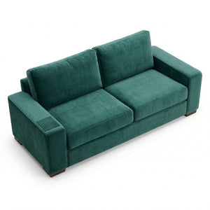English Elm Modena Classic Square Arm Sofa Handcrafted Chenille Upholstery for Living Rooms Forest Green B2761P498642