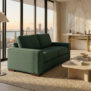 English Elm Modena Classic Square Arm Sofa Handcrafted Chenille Upholstery for Living Rooms Forest Green B2761P498642