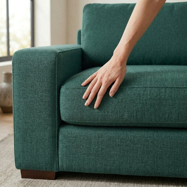 English Elm Modena Classic Square Arm Sofa Handcrafted Chenille Upholstery for Living Rooms Forest Green B2761P498642