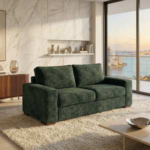 English Elm Modena Classic Square Arm Sofa Handcrafted Chenille Upholstery for Living Rooms Charcoal Green B2761P498643