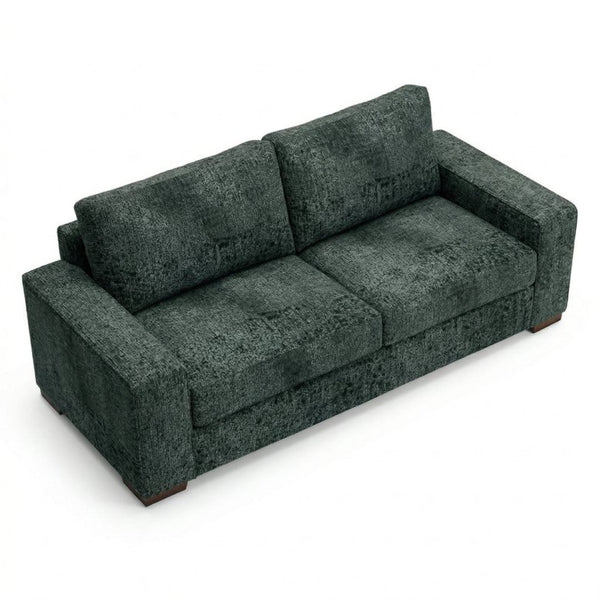 English Elm Modena Classic Square Arm Sofa Handcrafted Chenille Upholstery for Living Rooms Charcoal Green B2761P498643