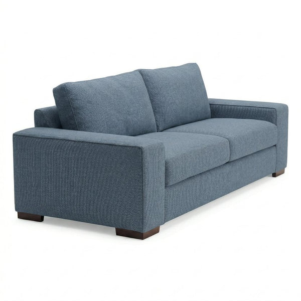 English Elm Modena Square Arm Sofa USA Handcrafted Hardwood Frame Polyester Upholstered Living Room Leslie Peacock Slate Blue B2761P498661