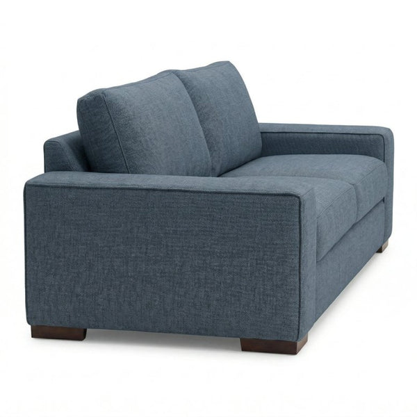 English Elm Modena Square Arm Sofa USA Handcrafted Hardwood Frame Polyester Upholstered Living Room Leslie Peacock Slate Blue B2761P498661