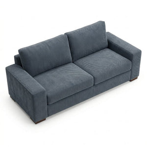 English Elm Modena Square Arm Sofa USA Handcrafted Hardwood Frame Polyester Upholstered Living Room Leslie Peacock Slate Blue B2761P498661