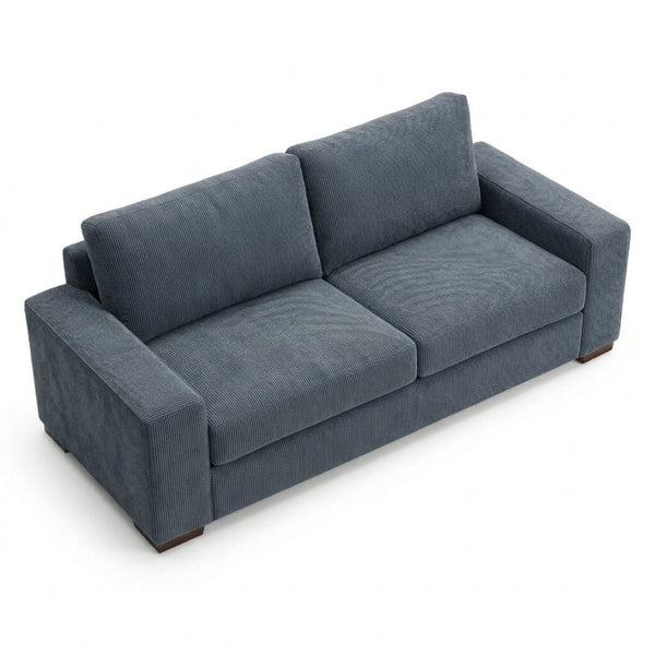 English Elm Modena Square Arm Sofa USA Handcrafted Hardwood Frame Polyester Upholstered Living Room Leslie Peacock Slate Blue B2761P498661