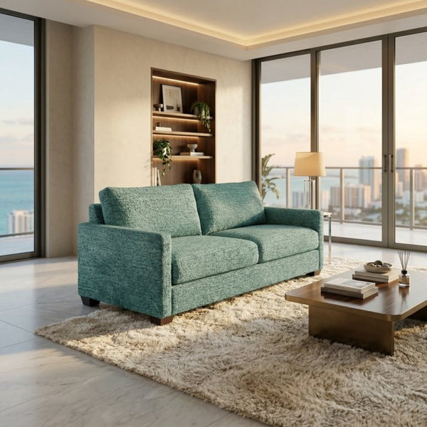 English Elm Damon American Made Sofa with Emerald Polyester Upholstery and Hardwood Frame Hepburn Emerald B2761P498777