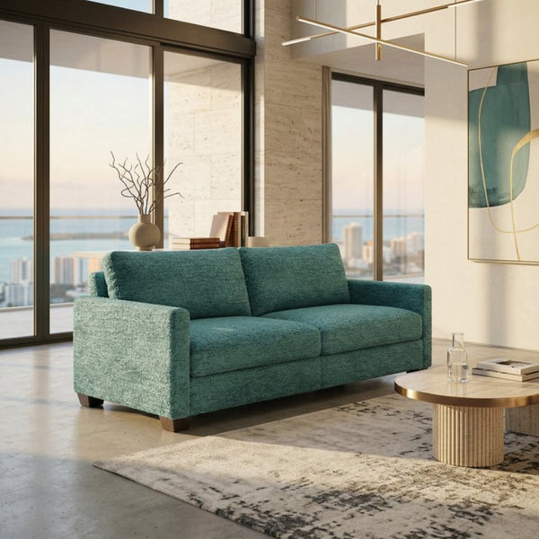 English Elm Damon American Made Sofa with Emerald Polyester Upholstery and Hardwood Frame Hepburn Emerald B2761P498777