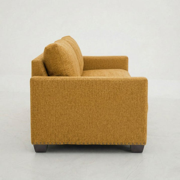 English Elm Damon American Made Sofa with Emerald Polyester Upholstery and Hardwood Frame Hepburn Chai Tea B2761P498778