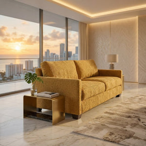 English Elm Damon American Made Sofa with Emerald Polyester Upholstery and Hardwood Frame Hepburn Chai Tea B2761P498778