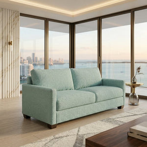 English Elm Damon American Made Sofa with Emerald Polyester Upholstery and Hardwood Frame Blue Leslie Robins Egg B2761P498780