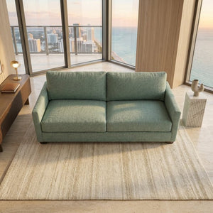 English Elm Damon American Made Sofa with Emerald Polyester Upholstery and Hardwood Frame Blue Leslie Robins Egg B2761P498780