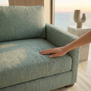 English Elm Damon American Made Sofa with Emerald Polyester Upholstery and Hardwood Frame Blue Leslie Robins Egg B2761P498780