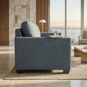 English Elm Damon American Made Sofa with Emerald Polyester Upholstery and Hardwood Frame Leslie Peacock Slate Blue B2761P498781