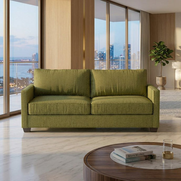 English Elm Damon American Made Sofa with Emerald Polyester Upholstery and Hardwood Frame Notion Appletini B2761P498782