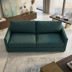 English Elm Damon Square Arm Chenille Sofa American Crafted for Classic Living Room Style Teal B2761P498783
