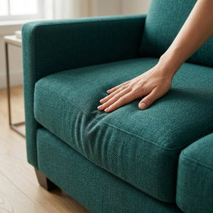 English Elm Damon Square Arm Chenille Sofa American Crafted for Classic Living Room Style Teal B2761P498783