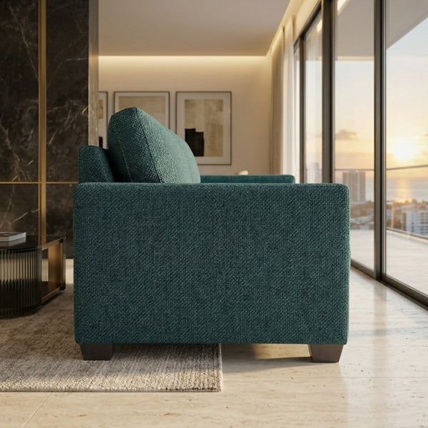 English Elm Damon Square Arm Chenille Sofa American Crafted for Classic Living Room Style Teal B2761P498783