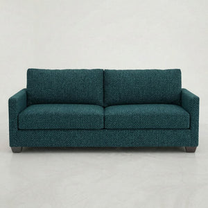 English Elm Damon Square Arm Chenille Sofa American Crafted for Classic Living Room Style Teal B2761P498783