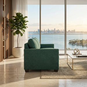 English Elm Damon Square Arm Chenille Sofa American Crafted for Classic Living Room Style Forest Green B2761P498784